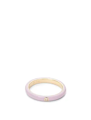14K Gold Enamel Ring With Diamond