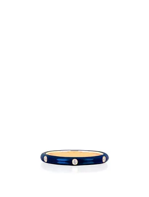 14K Gold Enamel Ring With Diamonds