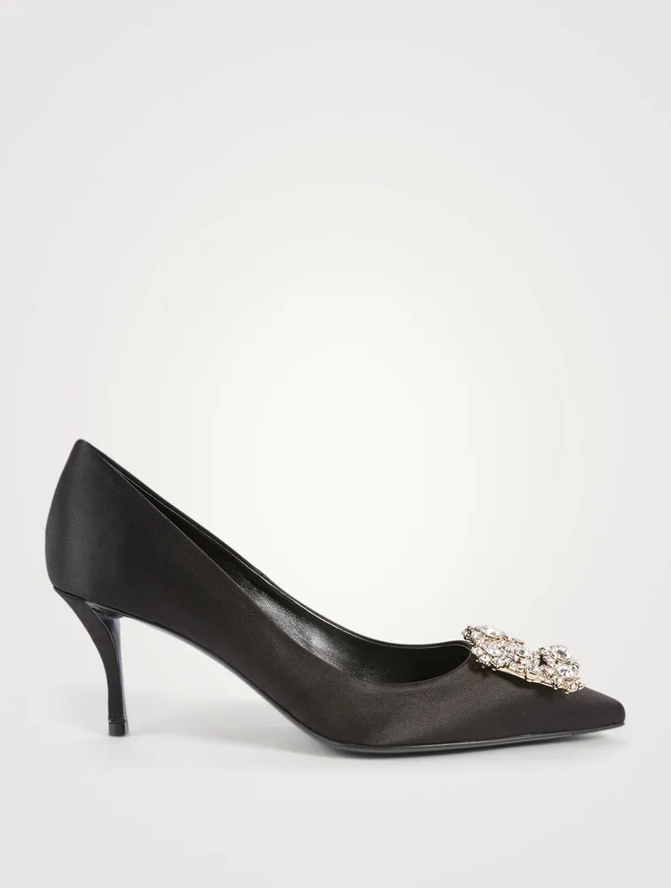 Flower Strass Satin Pumps