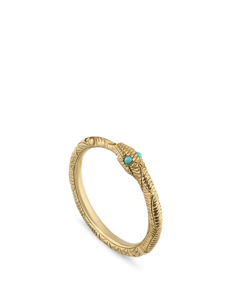 Ouroboros 18K Gold Ring With Turquoise