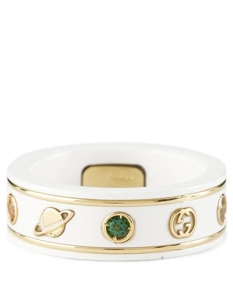 Icon 18K Gold Ring With Gemstones
