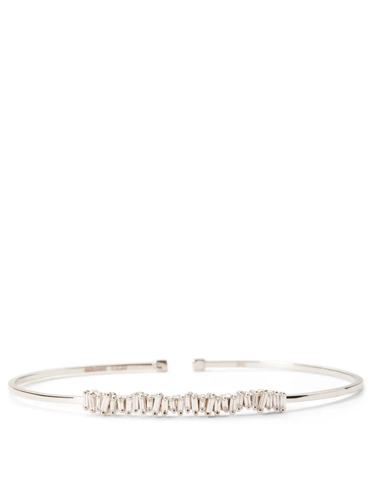 18K White Gold Fireworks Bangle Bracelet With Diamonds
