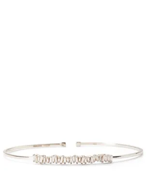 18K White Gold Fireworks Bangle Bracelet With Diamonds