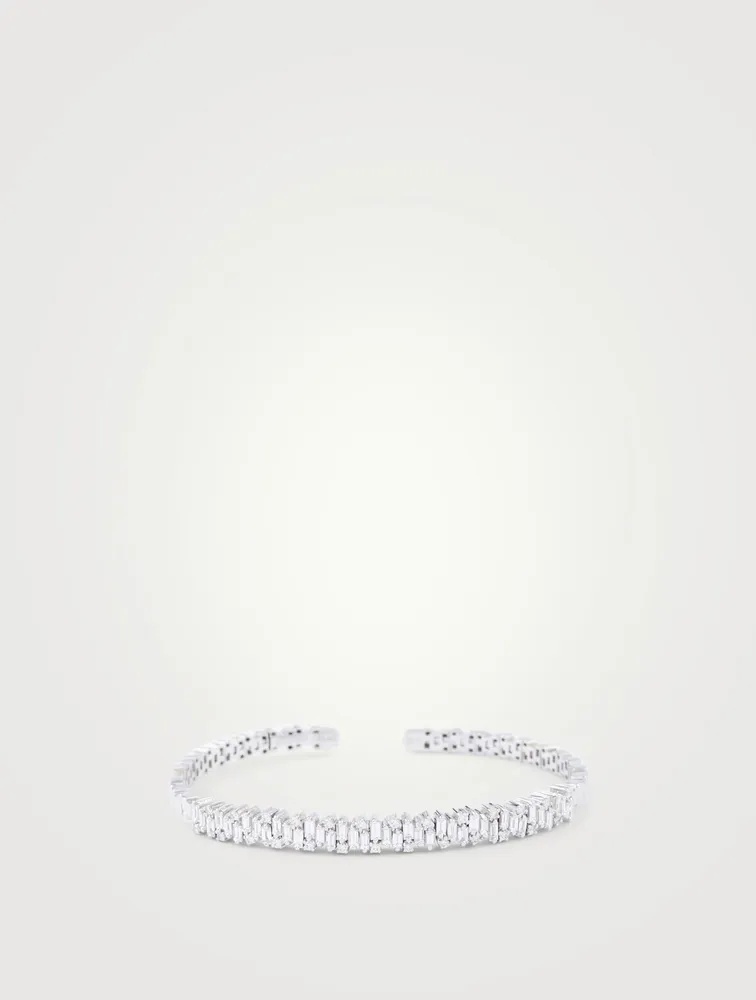 Fireworks 18K White Gold Bangle Bracelet With Diamonds