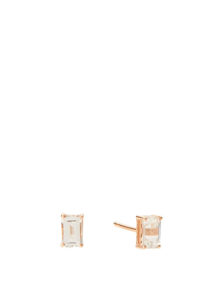 Bloom 14K Rose Gold White Topaz Stud Earrings