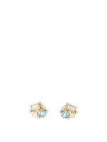 14K Gold Cluster Stud Earrings With Diamonds