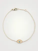 Dew Drop 14K Gold Evil Eye Bracelet With Sleeping Beauty Turquoise