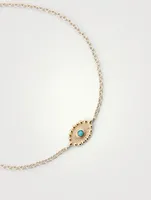 Dew Drop 14K Gold Evil Eye Bracelet With Sleeping Beauty Turquoise