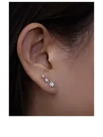 Aztec Sterling Silver North Star Trio Stud Earrings With White Sapphire