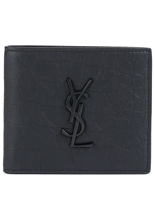 Monogram Croc-Embossed Leather Bifold Wallet