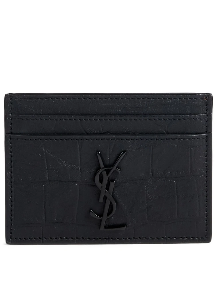 Monogram Croc-Embossed Leather Card Holder