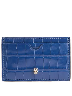 Croc-Embossed Leather Card Holder
