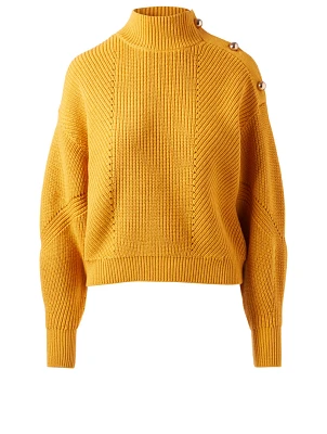 Lusela Mock Neck Sweater With Buttons