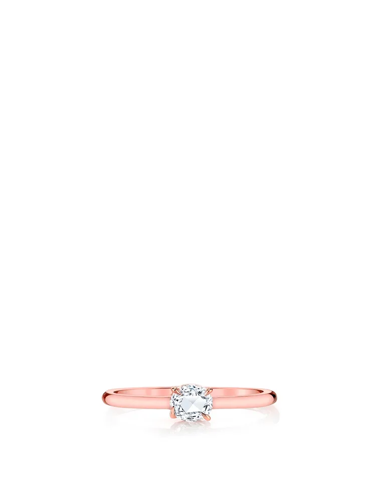 18K Rose Gold Oval Cut Diamond Ring