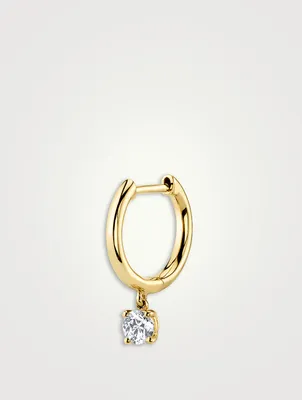 18K Gold Huggie Hoop Earring With Diamond