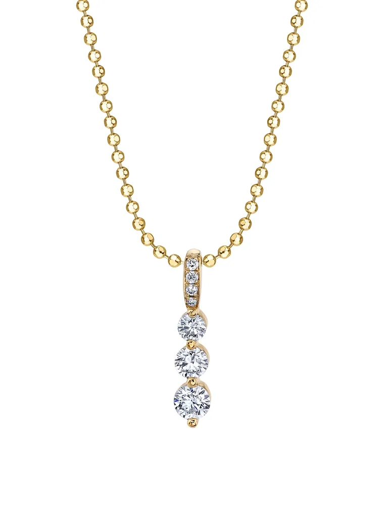Small 18K Gold Twiggy Necklace With Diamonds