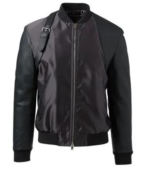 Nylon And Leather Harness Bomber Jacket