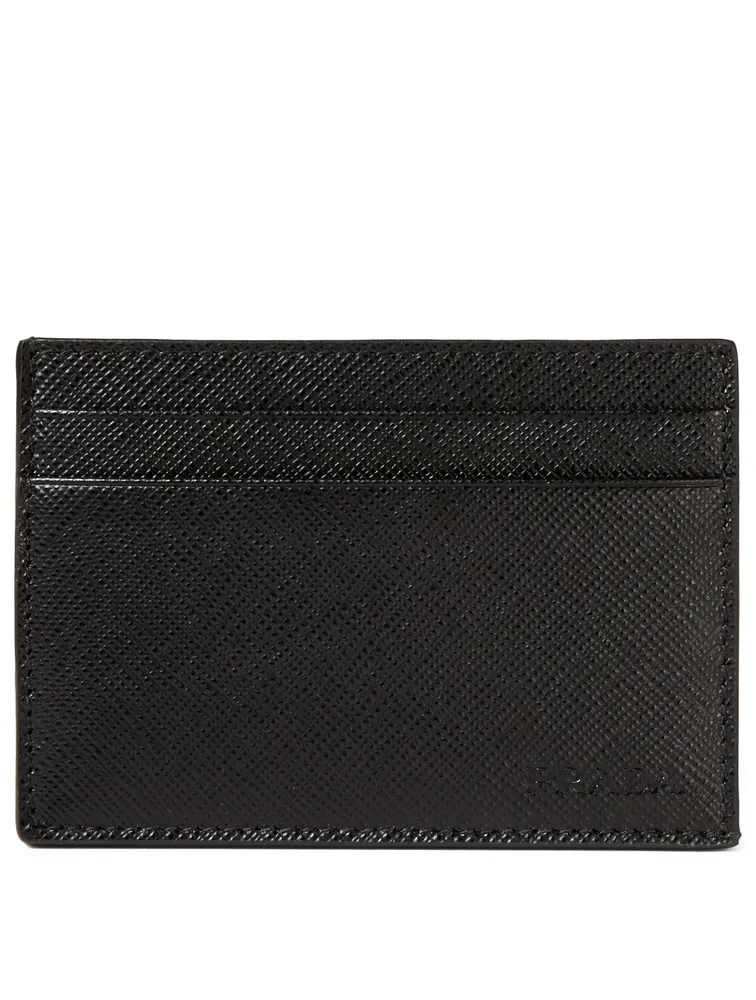 Saffiano Leather Card Holder With Clip