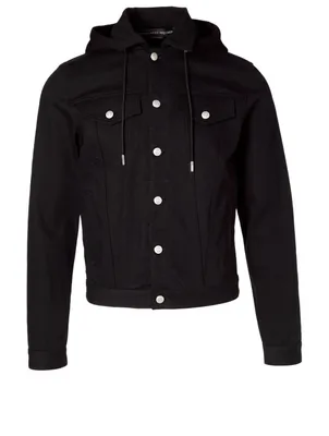 Mixed Media Hooded Denim Jacket