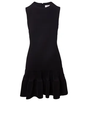Crêpe Shift Dress With Pleated Hem