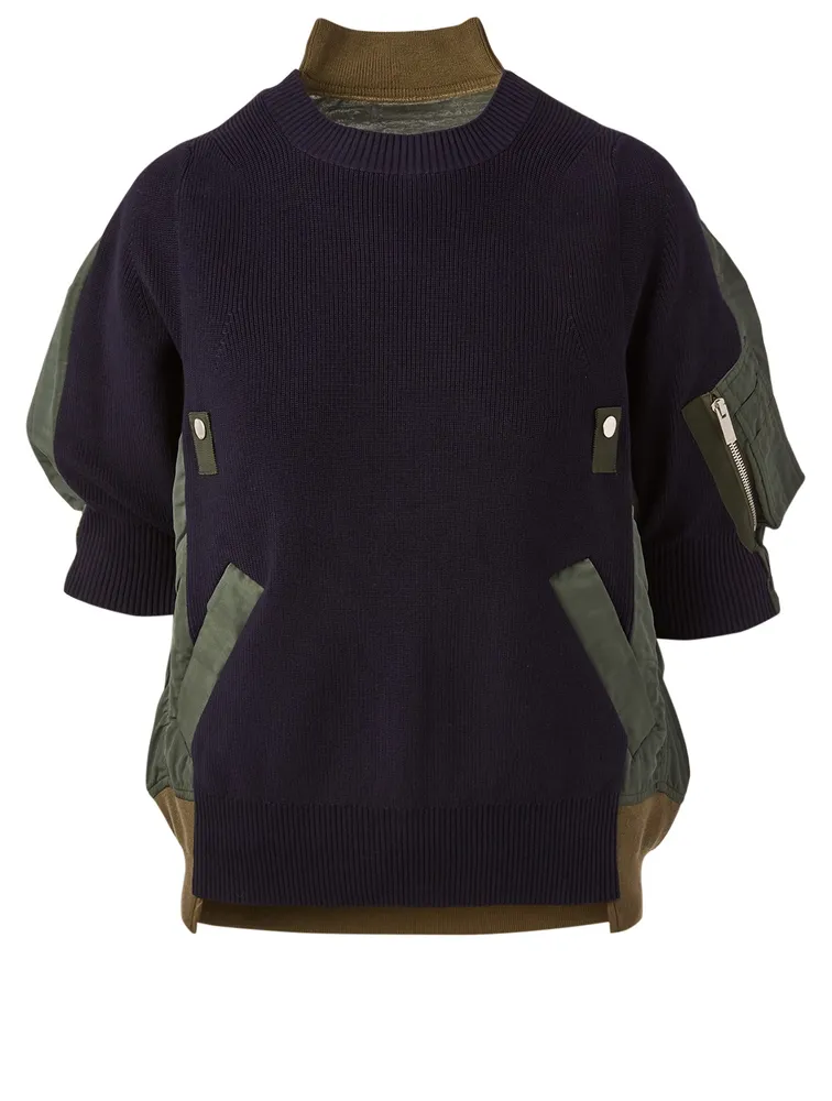 Mixed Media Uncut Velvet Sweater