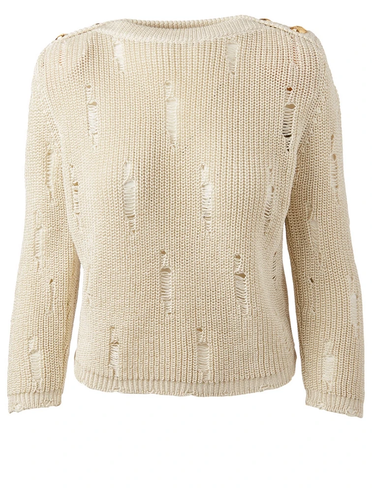 Destroyed Lurex Cropped Sweater