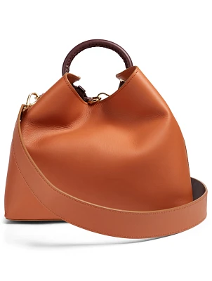 Large Raisin Two-Tone Leather Bag