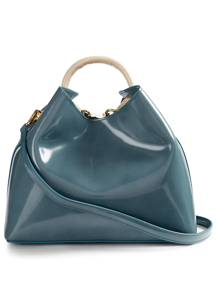 Large Raisin Two-Tone Patent Leather Bag