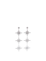 14K White Gold Triple Starburst Earrings With Diamonds