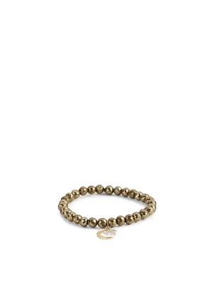 Beaded Pyrite Bracelet With 14K Gold Diamond Moon And Star Charms