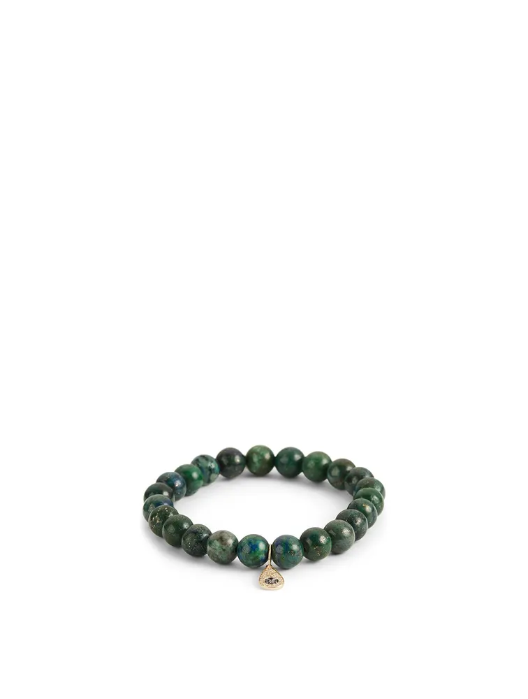 Beaded Azurite Bracelet With 14K Gold Mini Teardrop Charm