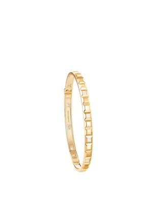 Quatre Clou De Paris Gold Bangle Bracelet With Diamonds