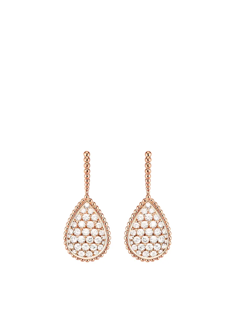 Serpent Bohème L Motif Rose Gold Sleeper Earrings With Diamonds