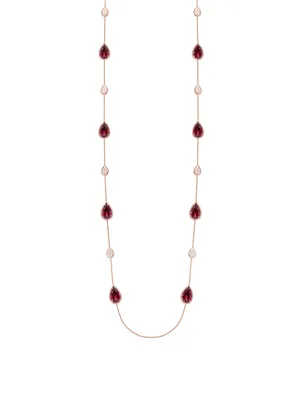 Serpent Boheme Long Rose Gold Necklace With Rhodolite Garnet And Diamonds