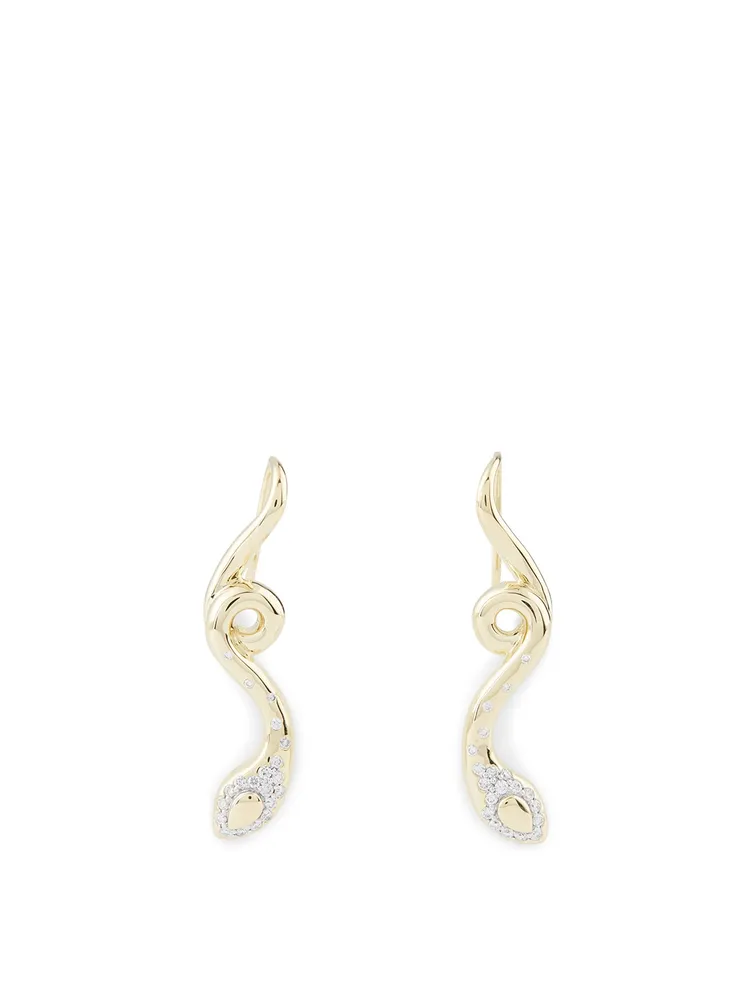 Legends Cobra 18K Gold Pavé Diamond Earrings