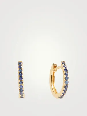 18K Gold Huggie Earrings With Blue Sapphires