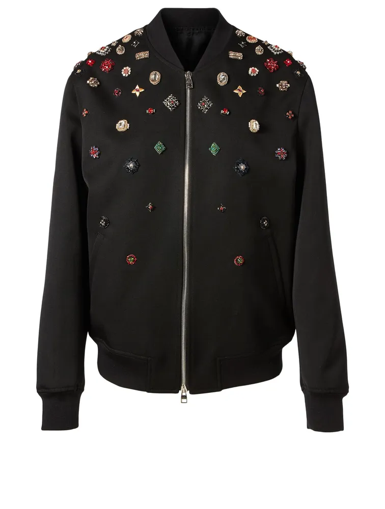 Embellished Wool Bomber Jacket