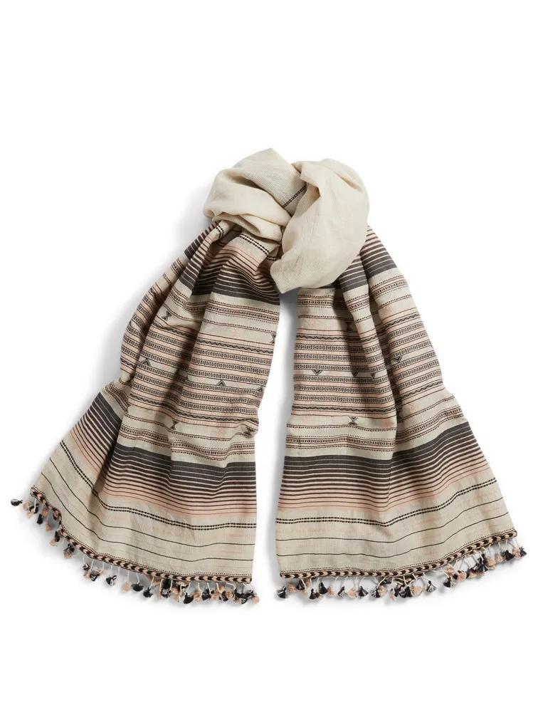 Rama Jamdani Woven Silk-Blend Scarf