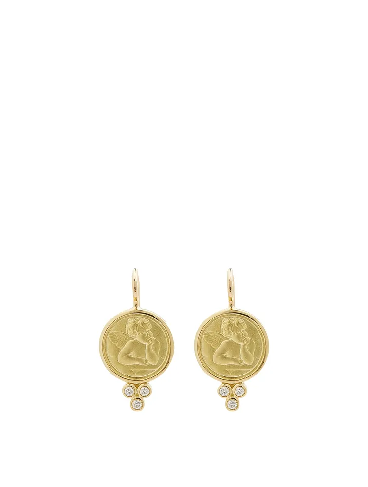 18K Gold Angel Earrings With Diamonds