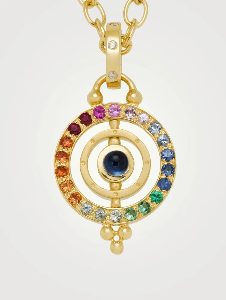 18K Gold Piccolo Tolomeo Pendant With Multicolour Stones