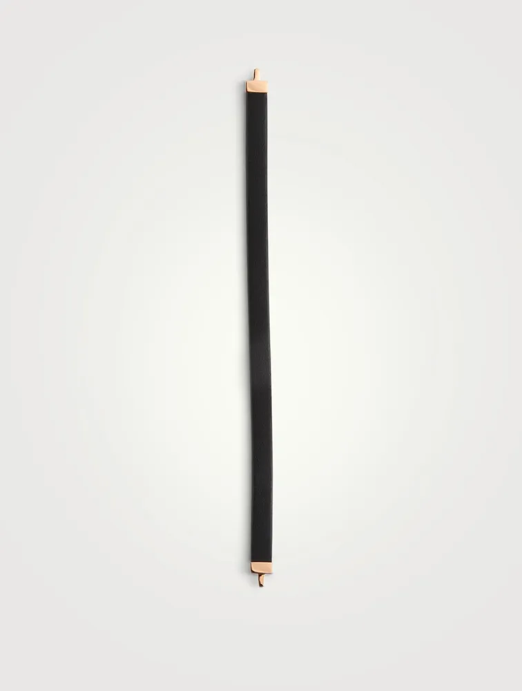 Leather Strap Bracelet With Rose Gold Clasp
