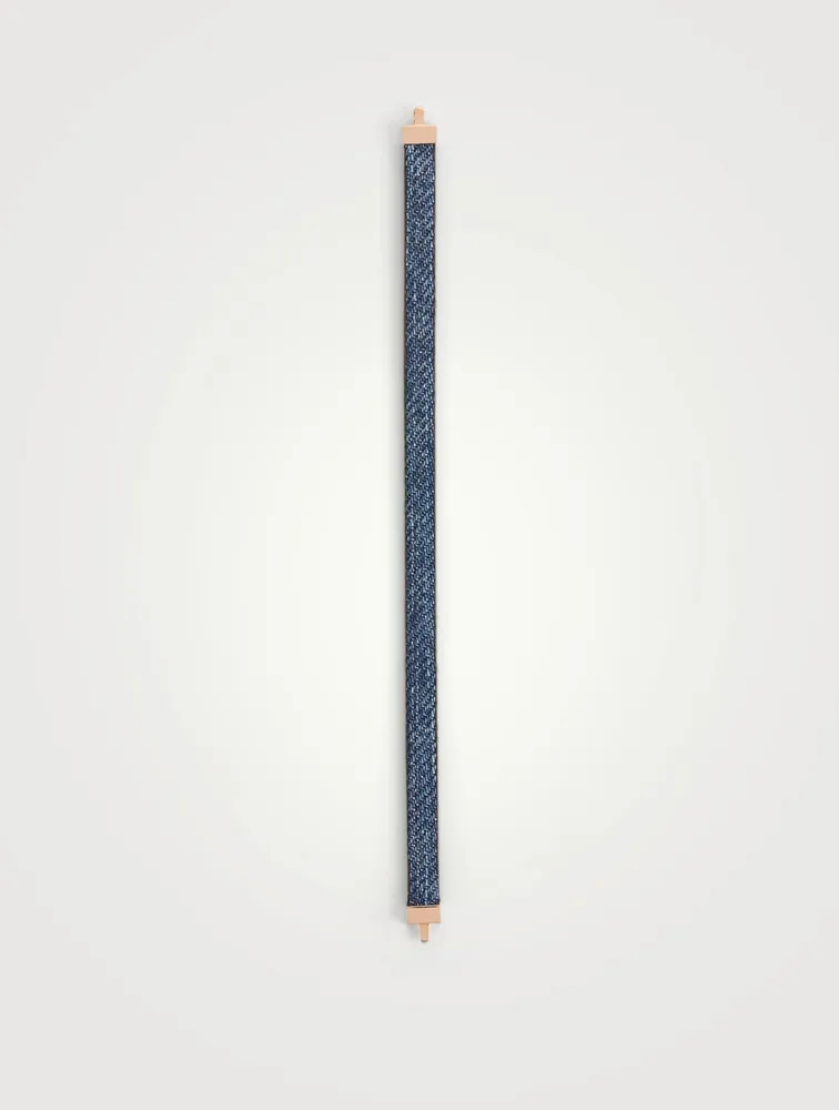 Short 18K Rose Gold Denim Strap Bracelet