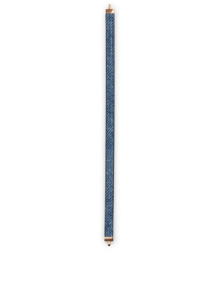 Long 18K Rose Gold Denim Strap Bracelet