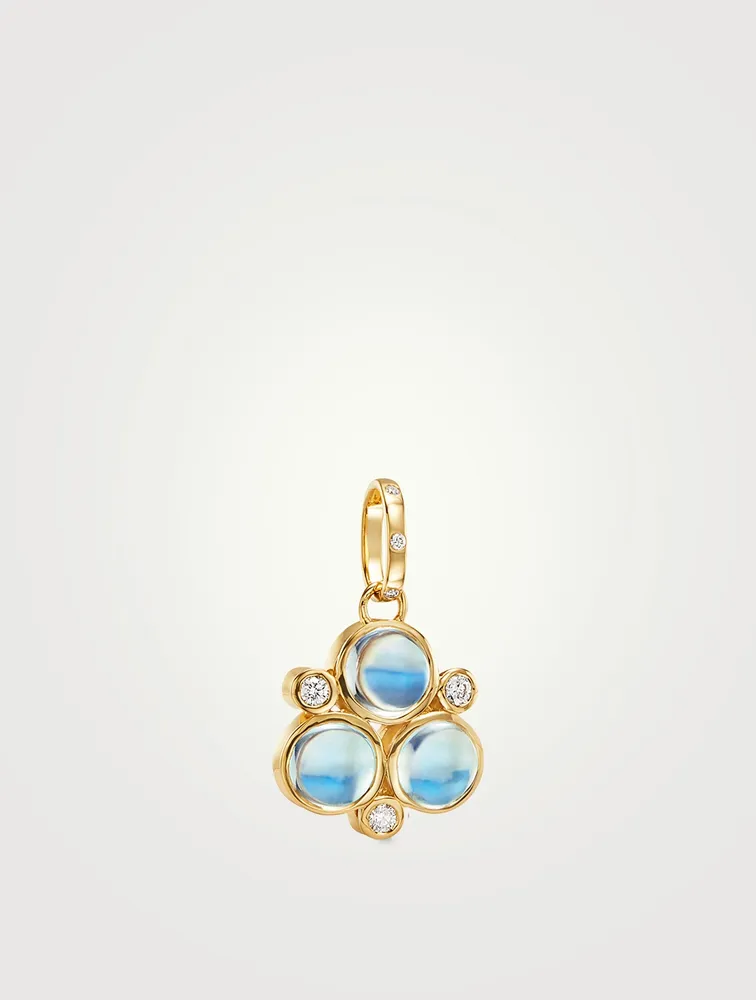 18K Gold Trio Pendant With Blue Moonstone And Diamonds