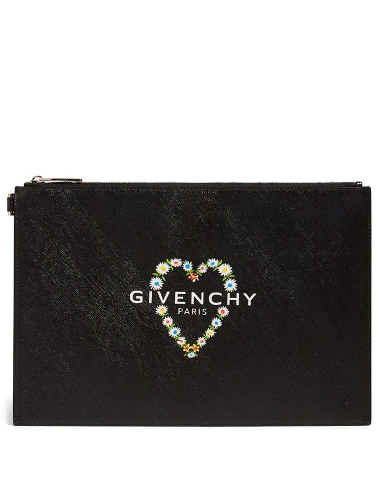 Floral Heart Coated Canvas Pouch