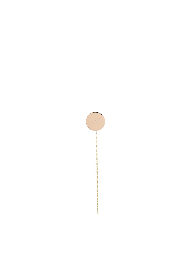 14K Rose And Yellow Gold Circle Earring With Diamond