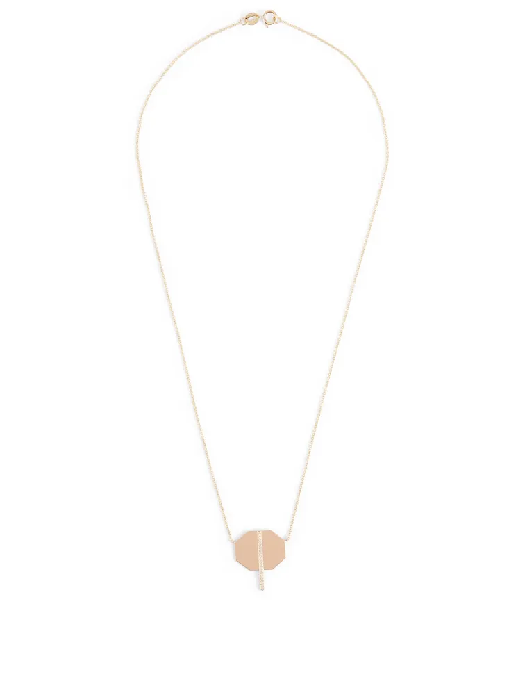 14K Rose And Yellow Gold Necklace With Diamonds