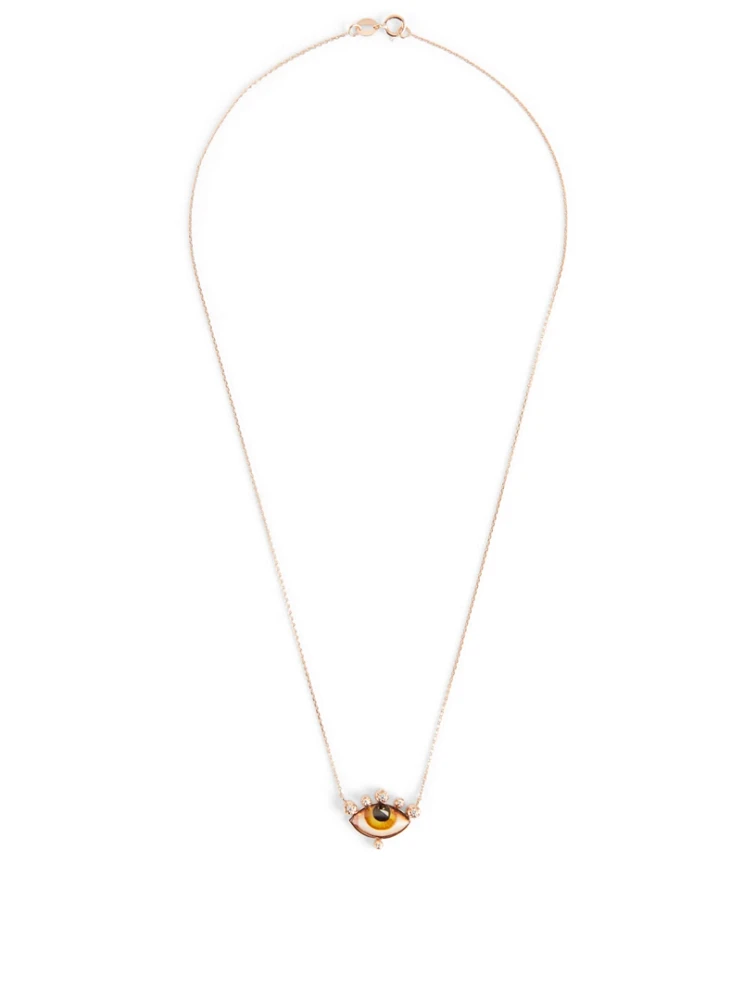 Russe Petit Jaune 14K Rose Gold Necklace With Diamonds