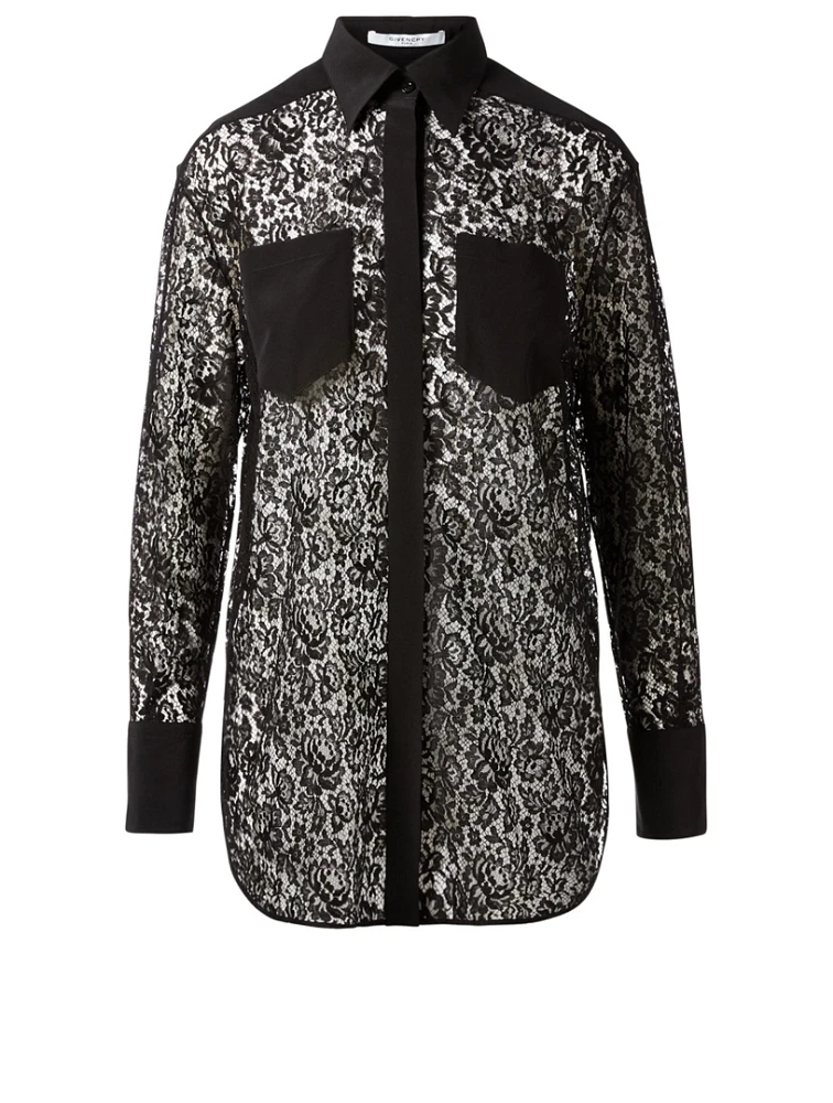 Lace Button-Up Blouse