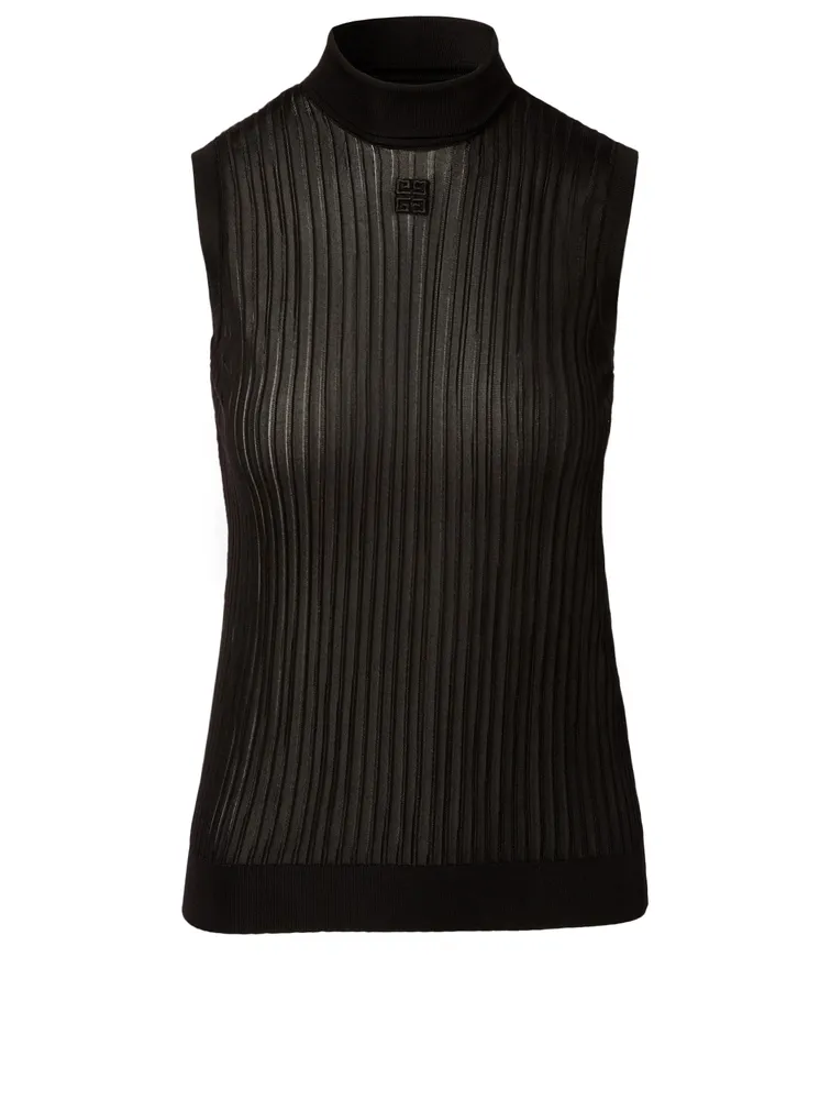Ribbed Sleeveless Turtleneck
